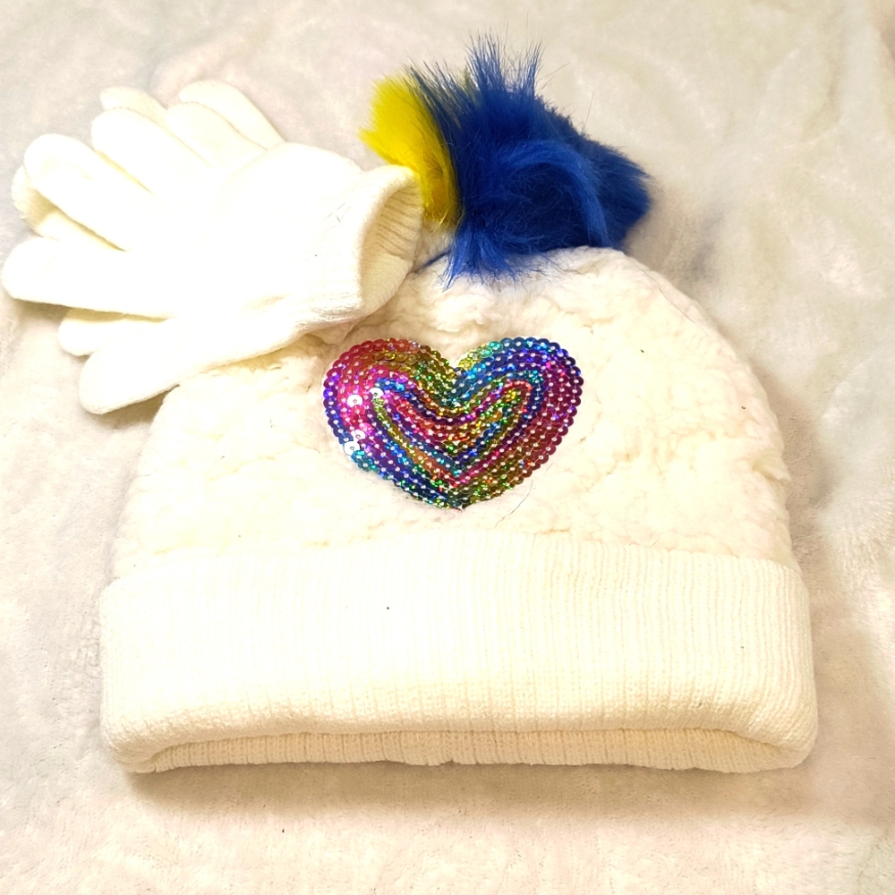 Baby girl hat/gloves